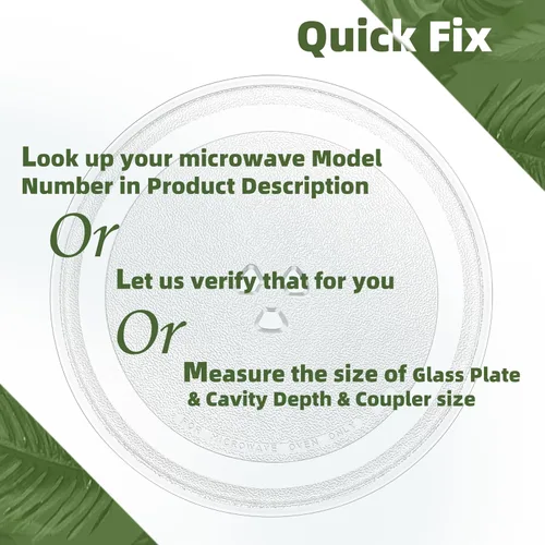 Vista 5 de Tocadiscos de microondas de 11.5 pulgadas compatible con Whirlpool W11443145 W11401221, placa de vidrio de repuesto para microondas de 11 1/2