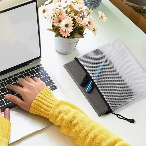 Vista 6 de Tamaño A5/B5, bolsas de malla de plástico con cremallera, carpetas de archivos de documentos resistentes al desgarro, bolsa organizadora