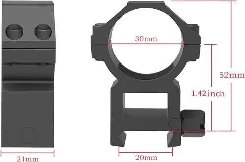 Vista 4 de TPO Anillos de alcance Picatinny de 1.181 in con base transparente, montaje de alcance Picatinny de 1.181 in