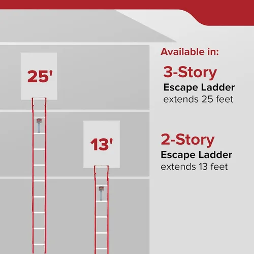 Vista 2 de Kidde - Escalera de escape contra incendios, escalera de cuerda de 2 niveles, se extiende hasta 13 pies, peldaños antideslizantes
