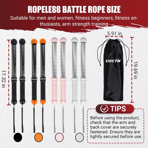 Vista 5 de Cuerdas de batalla sin cuerda pesadas, cuerdas de batalla inalámbricas portátiles resistentes para gimnasio en casa con póster, cuerda de ejercicio
