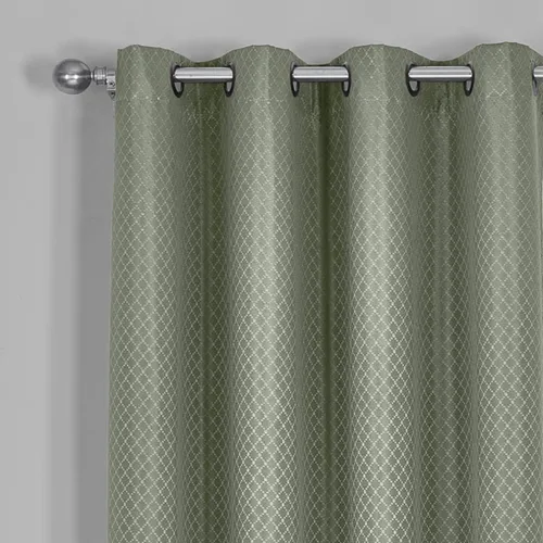 Vista 3 de Royal Hotel Bedding Diamond Aqua - Cortinas opacas con ojales superiores, paneles de ventana de diamante tejido jacquard, par/juego de 2 paneles, 54