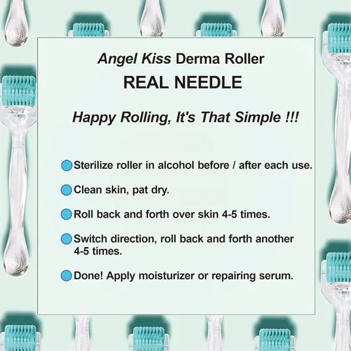 Vista 8 de Derma Roller Real Needles - Angel Kiss - Rodillo de microagujas de 0.012 in con estuche, kit dérmico de microagujas de acero inoxidable 192