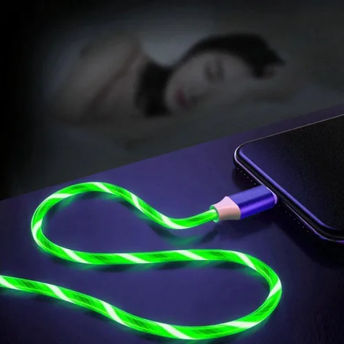 Vista 9 de IHAO Cable de carga multipuerto, 3 combinaciones en un cable USB A a USB C/Micro USB PD, cable de carga rápida iluminado LED que fluye compatible 3