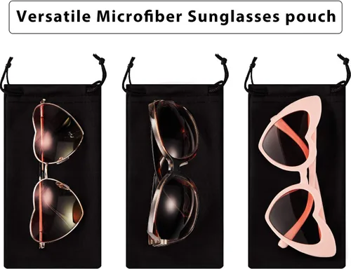 Vista 3 de Frienda Paquete de 100 fundas suaves de microfibra para lentes de sol con 2 paños para teléfono celular, relojes, joyas