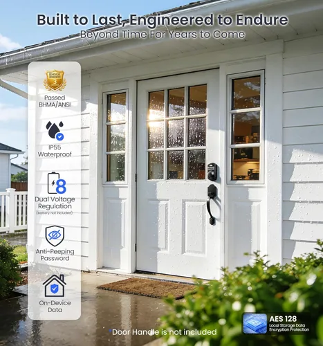 Vista 9 de Veise VE012W - Cerradura inteligente de huellas dactilares WiFi integrada, control remoto de aplicación, compatible con Alexa y Google Assistant