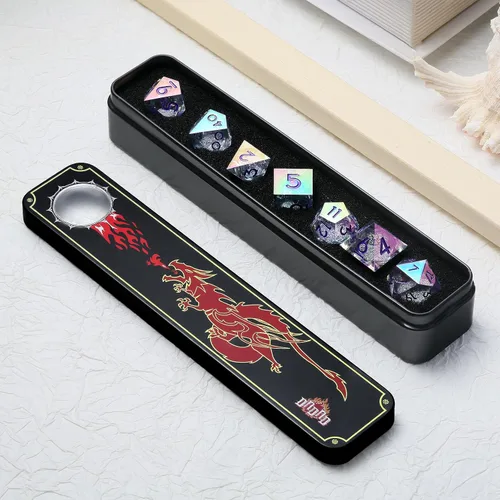 Vista 255 de DNDND Dados de Resina Ojo DND de Borde Afilado Dado de D&D con Estuche de Regalo para Juego de Dungeons and Dragons (Ojo de Dragón Verde)