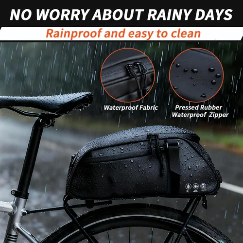 Vista 2 de ZIMFANQI Bolsa trasera para bicicleta reflectante, resistente al agua, bolsa de almacenamiento para maletero de bicicleta, bolsa de transporte