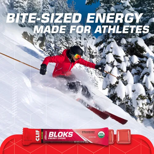 Vista 4 de CLIF BLOKS - Sabor a fresa - Masticables energéticos - Sin OGM - A base de plantas - Combustible rápido para ciclismo y correr - Carbohidratos