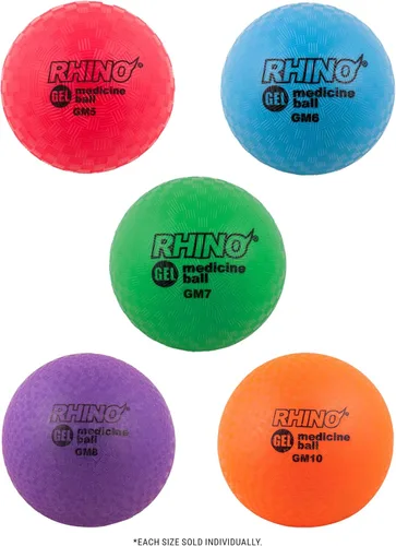 Vista 3 de Champion Sports Rhino Gel Filled Medicine Ball – Durable, Soft Grip Weighted Ball for Strength, Cardio, & Rebounder Training – Multiple Weights for