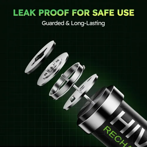 Vista 3 de Baterías AA recargables con cargador de 4 ranuras USB de carga rápida, alta capacidad Ni-MH Trouble A 4