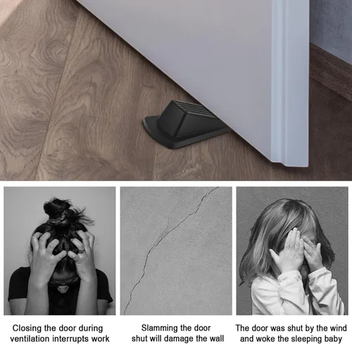 Vista 6 de Beieverluck Paquete de 24 topes de puerta para la parte inferior de la puerta, de goma, resistentes, apilables, para piso, pared, alfombras, puertas