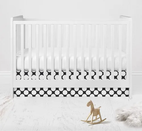 Bacati - Falda de cama para cuna/niño pequeño con lunares grandes Mix N Match (color negro)