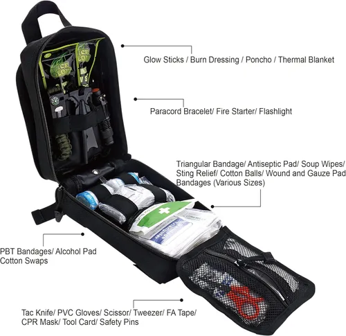 Vista 2 de EVERLIT Kit de supervivencia de 250 piezas de primeros auxilios IFAK EMT Molle Kit de supervivencia para equipos al aire libre, kits de emergencia