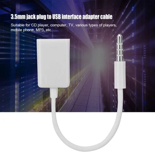 Vista 6 de Socobeta Convertidor de cable MP3 TV USB hembra a conector de 0.138 in macho de 0.138 in macho a USB hembra adaptador de cable de audio AUX