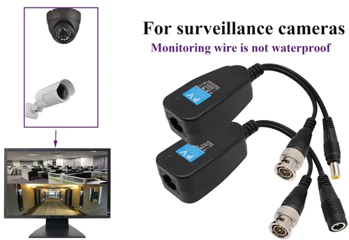 Vista 6 de Video Balun Transmisor Transceptor RJ45 a BNC HD-CVI/TVI/AHD/CVBS con conector de alimentación CC para 1080P 3MP 4MP 5MP 8MP CCTV Sistema de cámaras