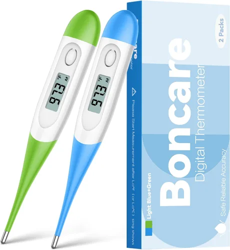 Termómetro para bebé, 2 paquetes, termómetro digital rectal con lectura rápida de 10 segundos (azul claro + verde)