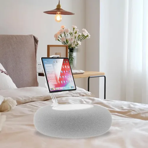 Vista 4 de KABCON Soporte de almohada para tablet Kindle, soporte de teléfono de poste de aluminio ajustable en 360° con tela de felpa suave