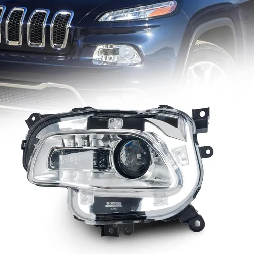 Conjunto de faros delanteros HID compatible con Jeep Cherokee 2014, 2015, 2016, 2017, 2018, Jeep Cherokee, conjunto de faros de xenón con borde