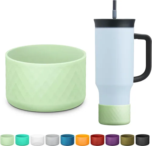 Vista 13 de Manga de silicona para el vaso Owala de 40 oz con asa, funda protectora antideslizante para accesorios de vasos térmicos de acero inoxidable