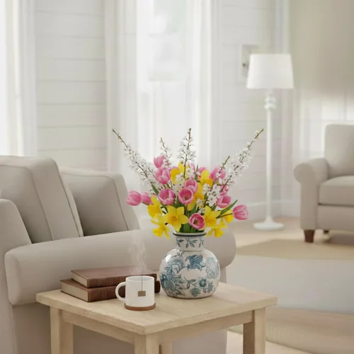 Vista 153 de SIDUCAL Florero decorativo de cerámica Florero rústico de 7.48 pulgadas para decoración del hogar, mesa, sala de estar, baño, escritorio de café