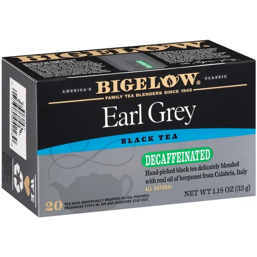 Bigelow Tea Té negro descafeinado Earl Grey, té descafeinado, caja de 20 unidades (paquete de 6), 120 bolsas de té en total
