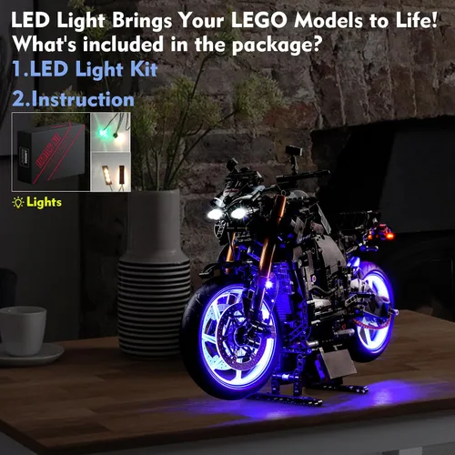 Vista 4 de LocoLee Kit de luces LED para Lego Yamaha MT-10 SP 42159, 2023, juego de iluminación creativa mejorado, accesorios compatibles con Lego 42159 juego