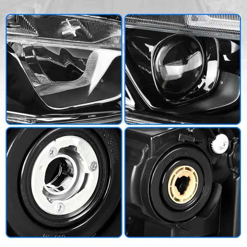 Vista 5 de DWVO Conjunto de faros proyector con luces diurnas Compatible con 2016 2017 2018 2019 2020 2021 Civic Reemplazo de faros en par Carcasa negra