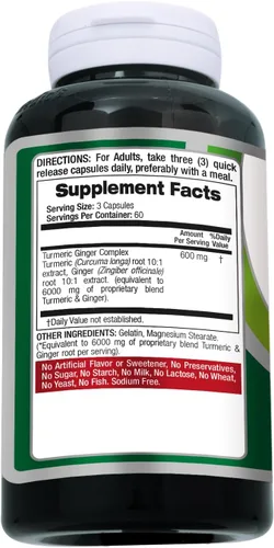 Vista 3 de FITO MEDIC'S Laboratorio Suplemento de cúrcuma y jengibre 180 Caps s.