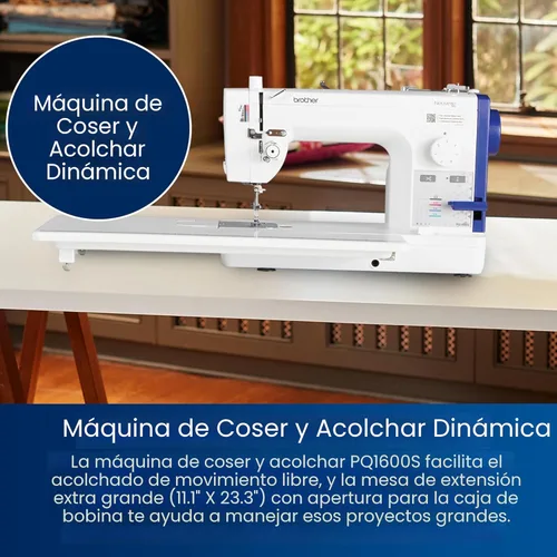 Vista 3 de Brother PQ1600S - Máquina de coser y acolchar de alta velocidad, color blanco