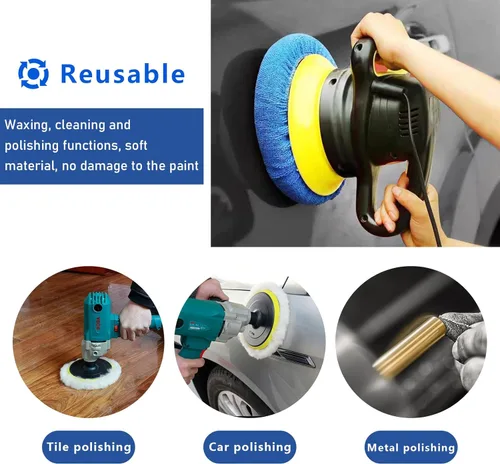 Vista 3 de Kewucn 9 almohadillas pulidoras para automóvil, de 5 a 6 pulgadas, cubierta de almohadilla de pulido de microfibra orbital para automóvil, kit