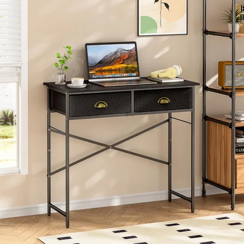 Vista 6 de Escritorio negro para escribir para dormitorio de niños, escritorio pequeño de 31.5 pulgadas para computadora para espacios pequeños, escritorio