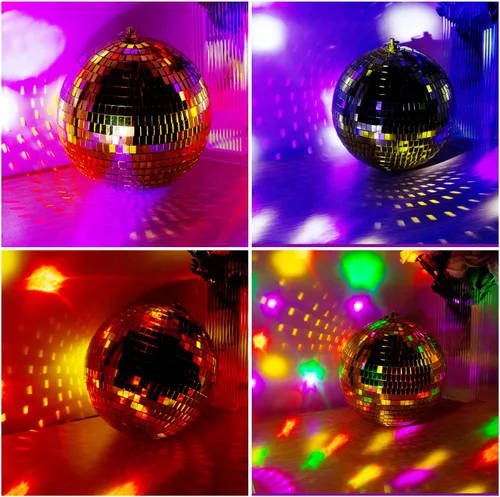Vista 7 de Decoración de bola de discoteca de espejo, bolas de espejo de escenario de 6 pulgadas, adornos de bola de discoteca dorada, decoraciones Dorado