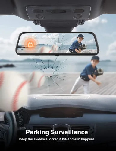 Vista 6 de Cámara de tablero de espejo de 2.5 K, control de voz doble con pantalla táctil de 10 pulgadas, cámara de espejo retrovisor, cámara de respaldo