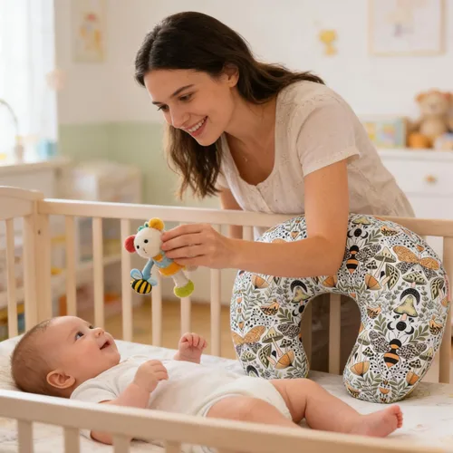 Vista 6 de Winmany Paquete de 2 fundas de almohada de lactancia para recién nacidos, en forma de U, fundas de cojín elásticas reemplazables de bosque y floral