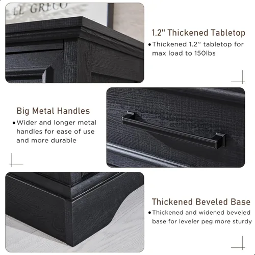 Vista 5 de ACCOHOHO Cómoda de 6 cajones, cómoda estilo granja para dormitorio, cómoda alta de 44" con asas grandes de metal, organizador de cajones de madera