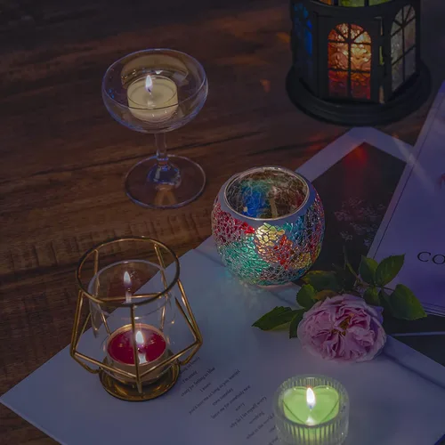 Vista 6 de CandMak Vasos de vela de té, 50 piezas de plástico de policarbonato transparente vacío para luz de té molde de lata con 50 mechas de vela de té