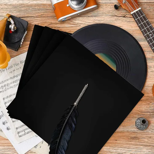 Vista 7 de Colarr 30 fundas de disco de vinilo de 12 pulgadas de 12.35 oz/m² en blanco, fundas de cartón para discos de vinilo, fundas exteriores LP