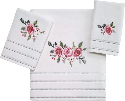 Vista 4 de Avanti Linens - Toalla de dedos, toalla de algodón 100% suave y absorbente, decoración floral para el hogar (jardín de primavera)