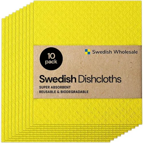 Vista 9 de Swedish Wholesale Paños de cocina suecos para cocina, paquete de 10 toallas de papel reutilizables, lavables, paños de microfibra de esponja