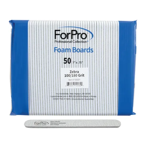 Vista 12 de ForPro Professional Collection ForPro Zebra Tabla de Espuma, Grano 80/80, Lima de Uñas de Manicura de Doble Cara, 7 pulgadas L x 0.75 pulgadas A