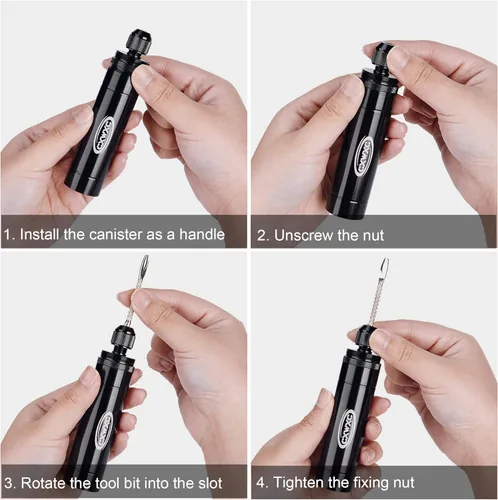 Vista 6 de CXWXC Inflador de CO2 con 4 cartuchos de CO2 de 0.56 oz y kit de reparación de neumáticos sin cámara - Compatible con válvula Presta/Schrader