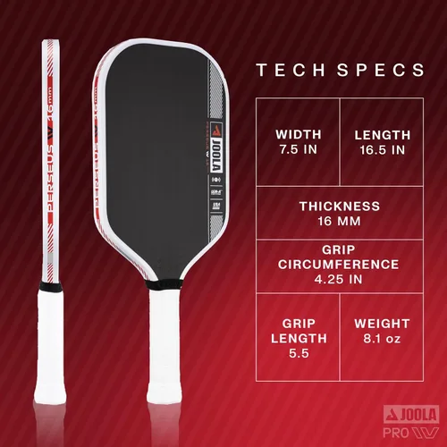 Vista 2 de JOOLA Pro IV Palas de Pickleball – Superficie de Fibra de Carbono Cruda – Formas Perseus, Hyperion, Scorpeus y Magnus – 14mm/16mm – Tech Flex Power