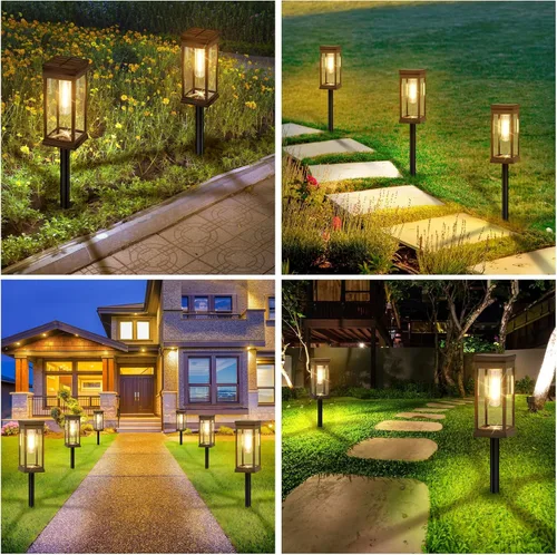 Vista 7 de BesLowe Luces solares para caminos al aire libre, paquete de 2 luces solares LED grandes para exteriores, impermeables, luces exteriores