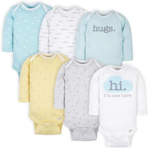 Gerber unisex-baby 6 Pack Long-sleeve Onesies Bodysuit