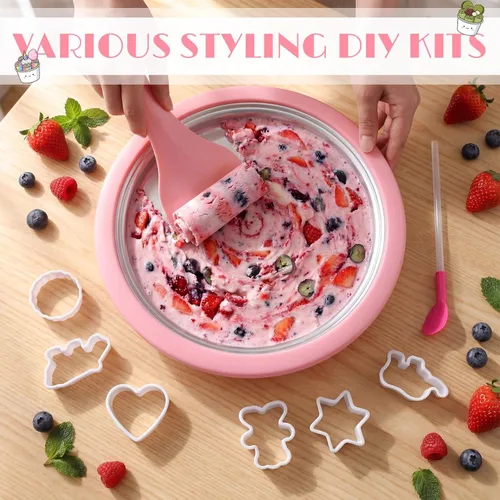 Vista 4 de VIHOSE Rolled Ice Cream Maker Kit, Instant Ice Cream Maker, Sweet Spot Pan with 2 Spatulas 6 Molds Straw Spoon, Stainless Steel DIY Homemade Tray