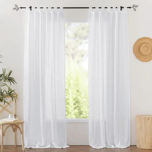 Vista 21 de RYB HOME - Cortinas de lino con textura transparente, 2 paneles