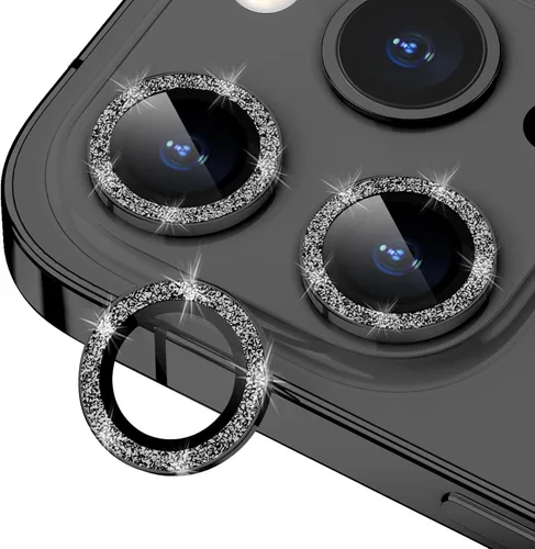 Vista 25 de Xfilm Protector de lente de cámara Bling para iPhone 14 Pro/14 Pro Max, dureza 9H a prueba de rayones, protector de anillo individual de metal