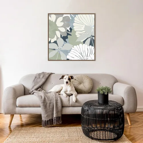 Vista 5 de Amanti Art Framed Canvas Wall Art 30x30 Big Retro Flowers II by Flora Kouta, Framed Wall Art Canvas, Abstract Artwork, Traditional Decor, Large