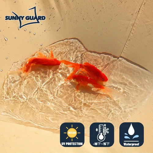 Vista 2 de SUNNY GUARD - Toldo impermeable de 6.5' x 10' rectangular, con bloqueo UV, para exteriores, color arena, para patio, terraza, jardín, actividades al